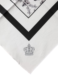 Dolce & Gabbana Weißes Kronen Baumwoll Herren Quadratisches Foulard Halstuch