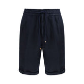Brunello Cucinelli Blue Linen Bermuda Shorts