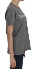 BYBLOS Cotton Grey Short Sleeve Round Neck Top T-shirt Blouse