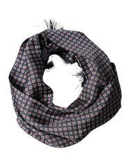Dolce & Gabbana Schwarzer gemusterter Foulard-Schal mit Fransen