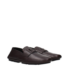 Dolce & Gabbana Brown Leather Slip-On Loafers