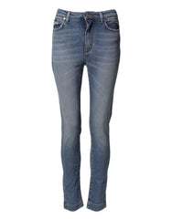 Dolce & Gabbana Blaue Jeanshose aus gewaschenem Baumwoll-Denim (Skinny Fit)