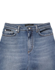 Dolce & Gabbana Blaue Jeanshose aus gewaschenem Baumwoll-Denim (Skinny Fit)