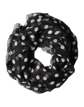 Dolce & Gabbana Zwarte Zijden Sjaal met Polkadots 205cm x 137cm