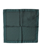 Dolce & Gabbana Donkergroene Zijden Gedessineerde Zakdoek 32cm x 31cm Sjaal