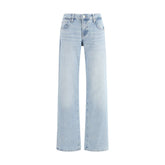 7FOR Blue Cotton Straight-Leg Jeans