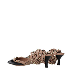 Valentino Garavani Schwarze Leder-Riemchensandalen