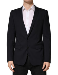 Dolce & Gabbana Schwarzer Blazer aus Wolle mit einfacher Knopfreihe und 2 Knöpfen
