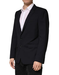 Dolce & Gabbana Schwarzer Blazer aus Wolle mit einfacher Knopfreihe und 2 Knöpfen