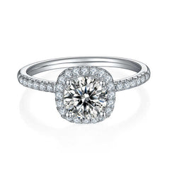 Square Halo Moissanite Rings Engagement Rings VVSI D color 925 Sterling Silver Moissanite Wedding Rings for Women 1.0-2.0 CT