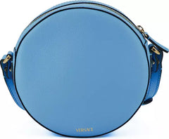 Versace Blue Calf Leather Round Disco Shoulder Bag