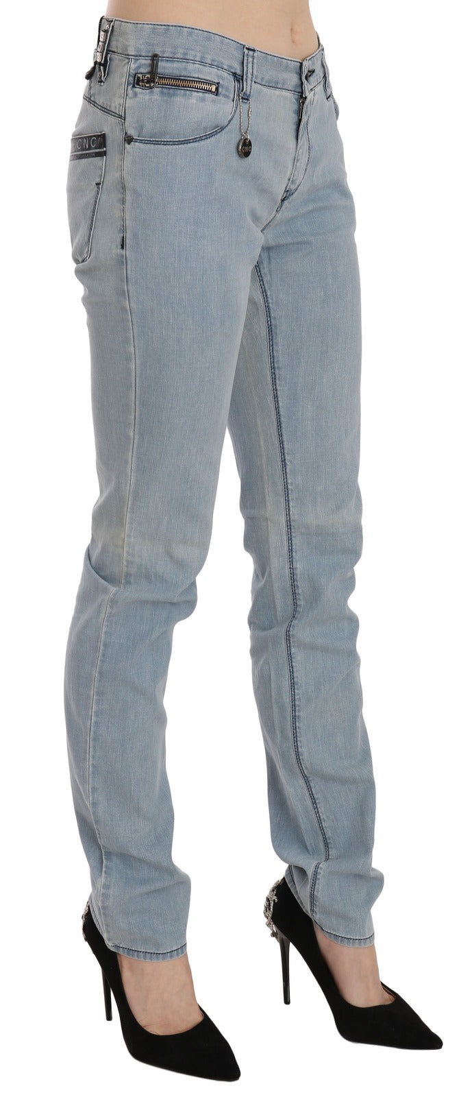 Costume National Hellblaue Mid Waist Skinny Jeans