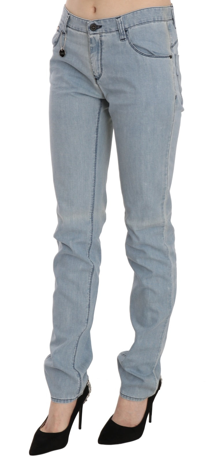 Costume National Hellblaue Mid Waist Skinny Jeans