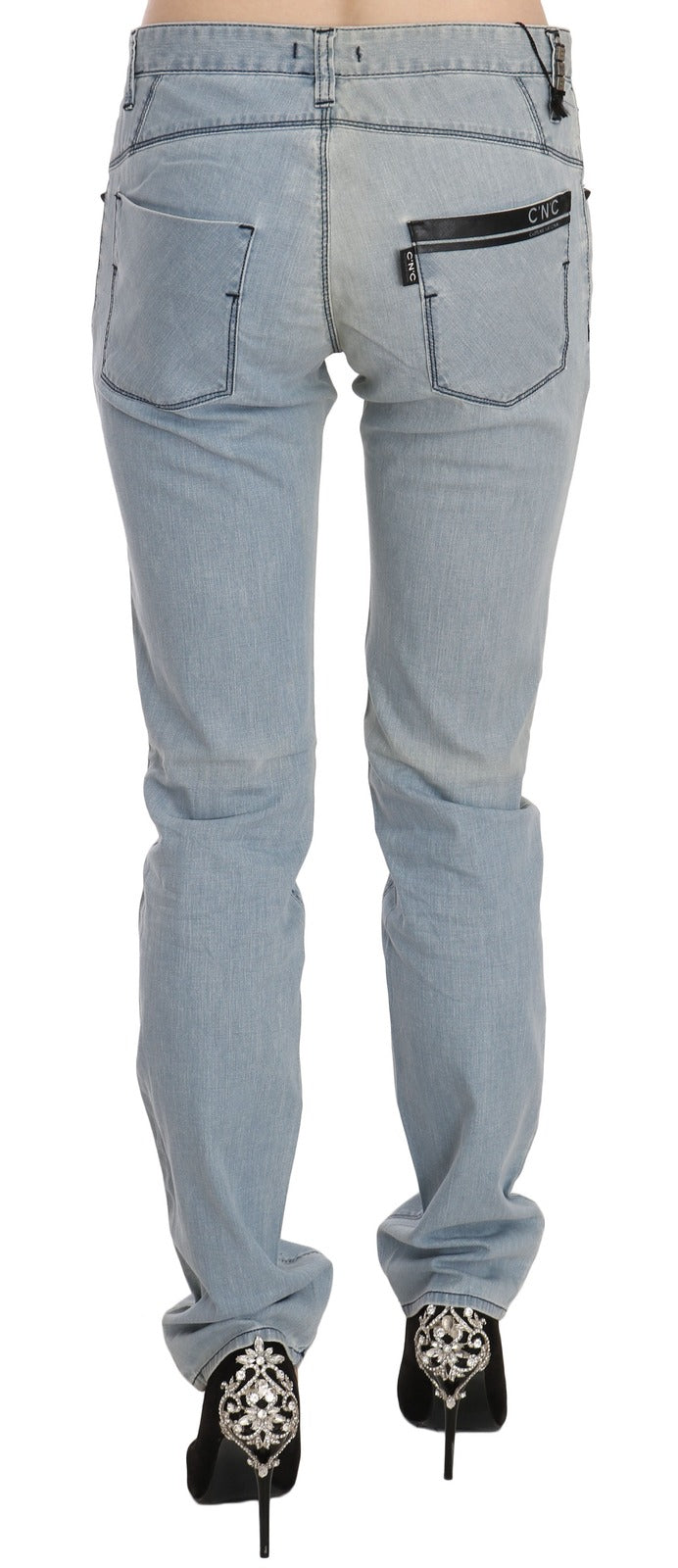 Costume National Hellblaue Mid Waist Skinny Jeans