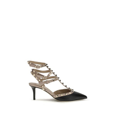 Valentino Garavani Schwarze Ziegenleder-Pumps mit mittlerem Absatz