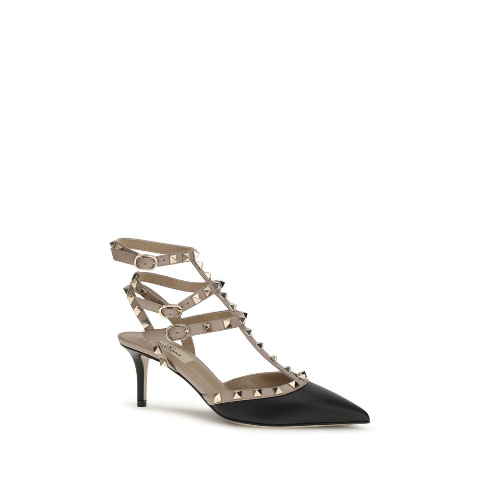 Valentino Garavani Schwarze Ziegenleder-Pumps mit mittlerem Absatz