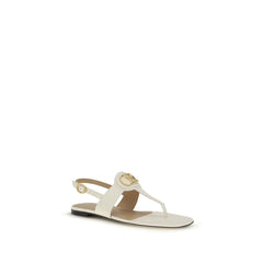 Valentino Garavani Beige Kalfsleer Bos Taurus Platte Sandalen