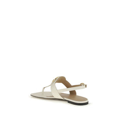 Valentino Garavani Beige Kalfsleer Bos Taurus Platte Sandalen