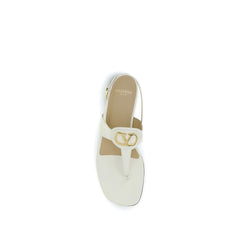 Valentino Garavani Beige Kalfsleer Bos Taurus Platte Sandalen