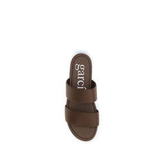 Pedro García Brown Silk Flat Sandals