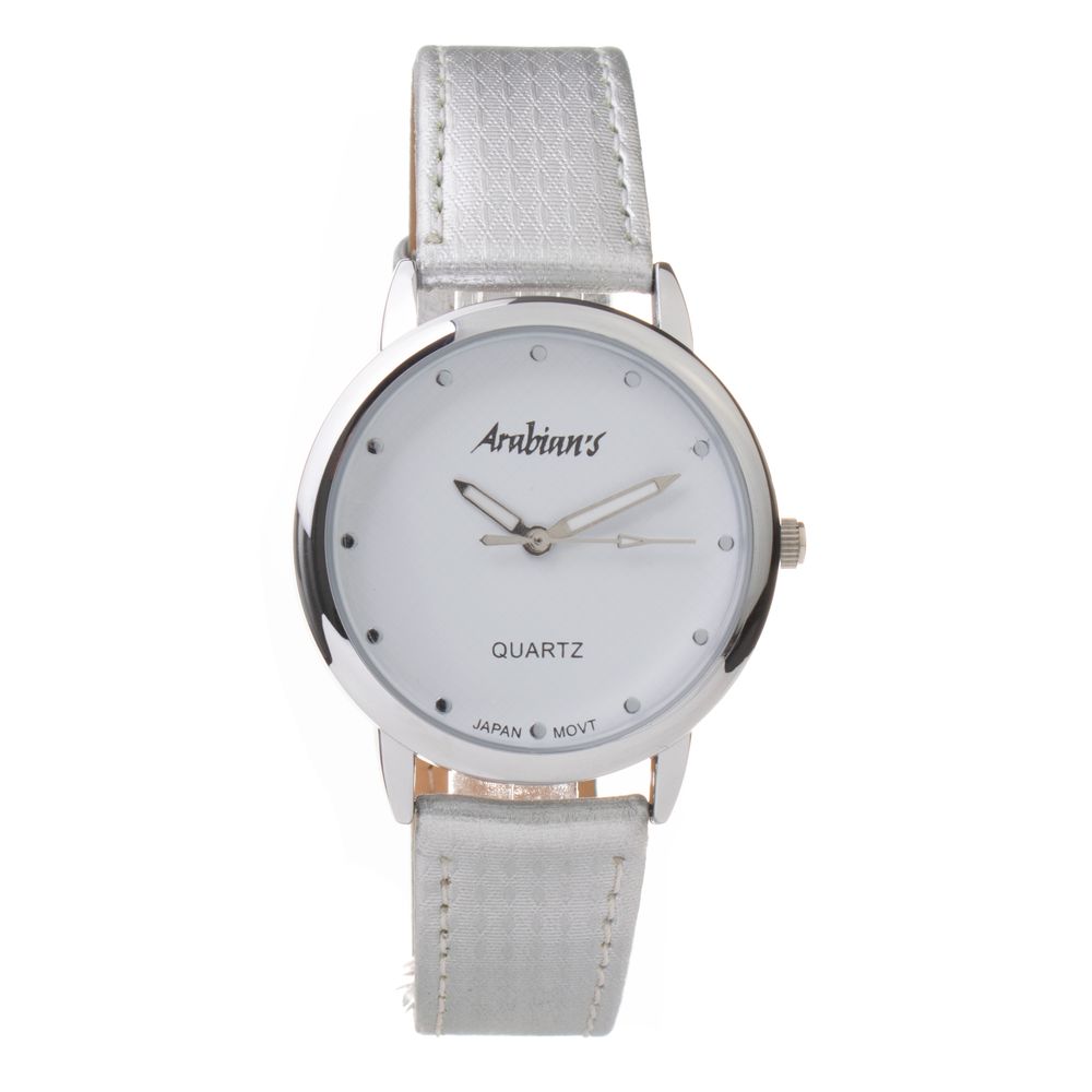 ARABIANS Silberne Leder-Armbanduhr
