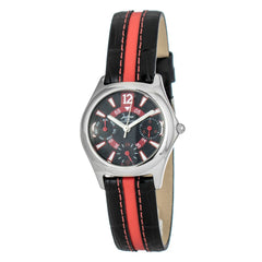 JUSTINA Zwart Lederen Sport Horloge