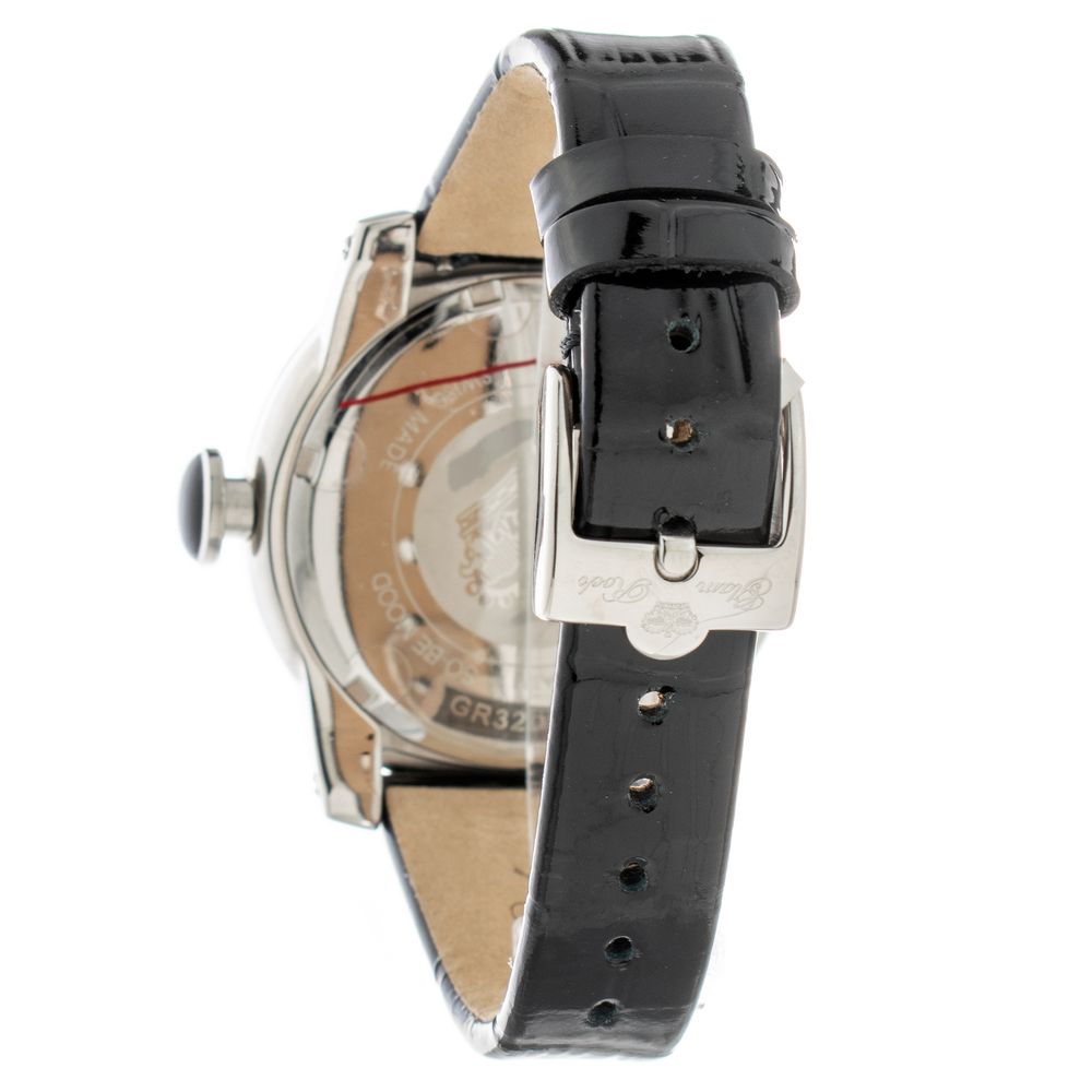 GLAM ROCK Schwarze Lederarmbanduhr