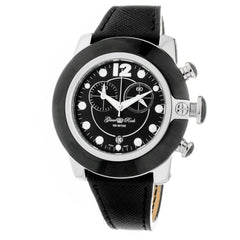 GLAM ROCK Schwarze Lederarmbanduhr