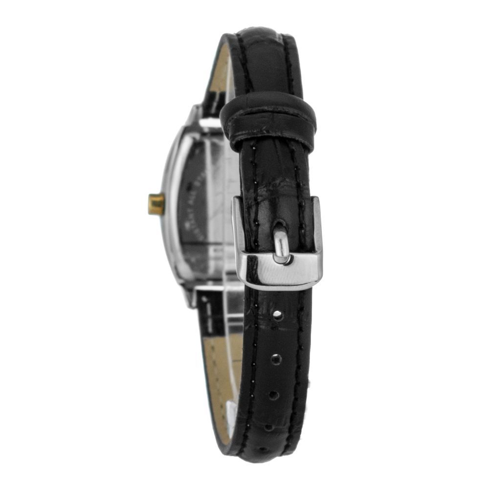 JUSTINA Schwarze Lederarmbanduhr