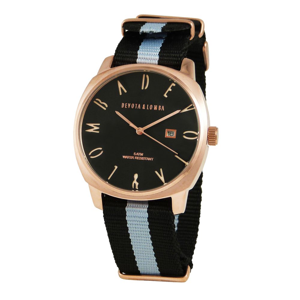 DEVOTA & LOMBA Schwarze Nylon Sportuhr