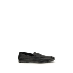 Prada Black Calf Leather Bos Taurus Slip-On Loafers