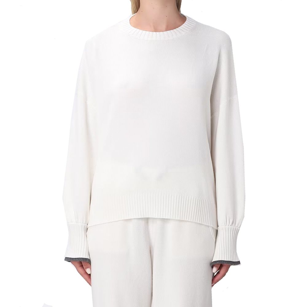 Brunello Cucinelli Weißer Kaschmirpullover