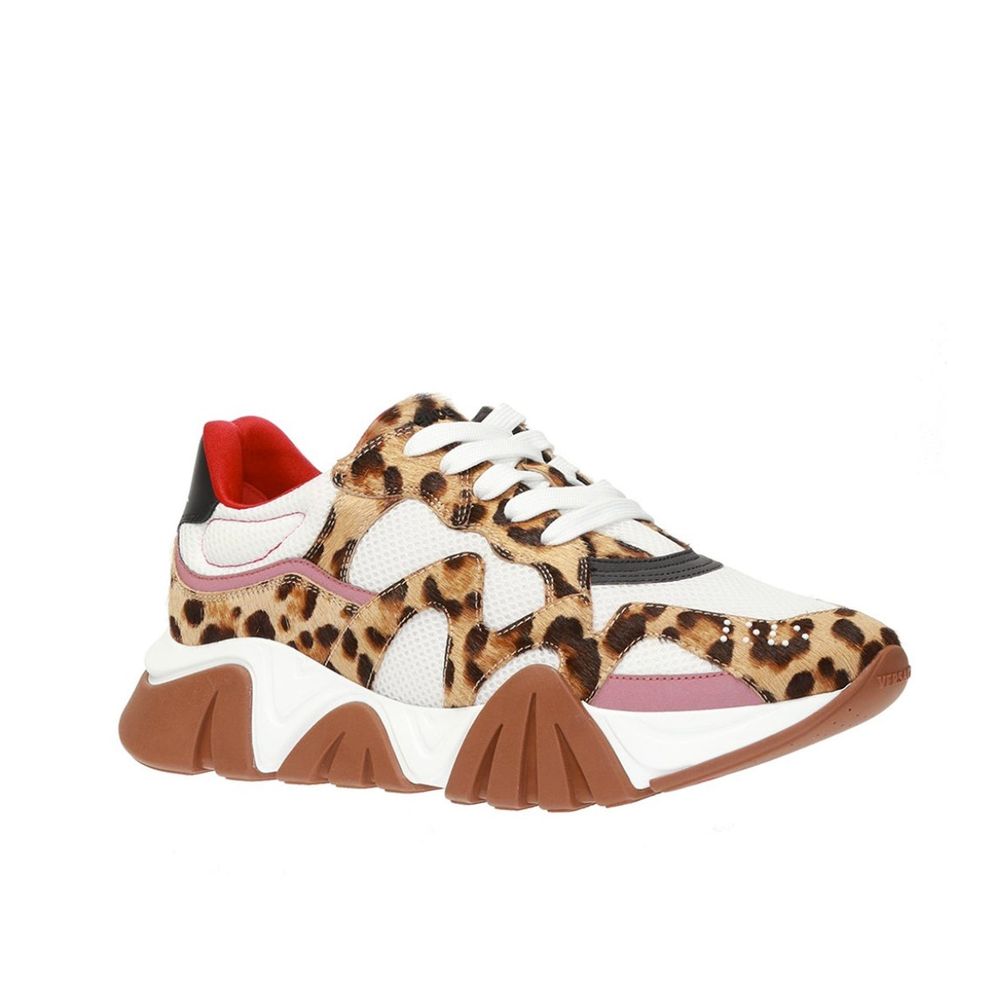 Versace Chunky-Sneakers aus beigem Leder