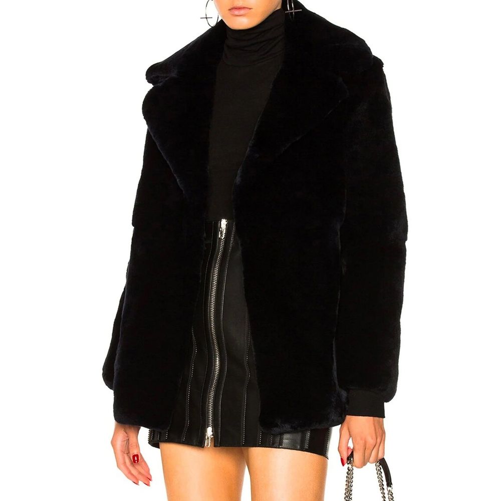 Alberta Ferretti Blauwe Konijnenbontjas