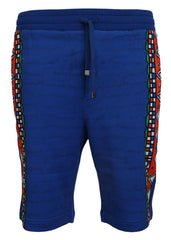 Dolce & Gabbana Blaue bedruckte Baumwoll-Bermudahose Shorts