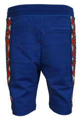 Dolce & Gabbana Blaue bedruckte Baumwoll-Bermudahose Shorts
