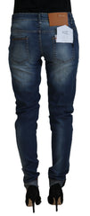 Acht blaue Washed Cotton Slim Fit Damen-Jeans