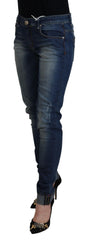 Acht blaue Washed Cotton Slim Fit Damen-Jeans