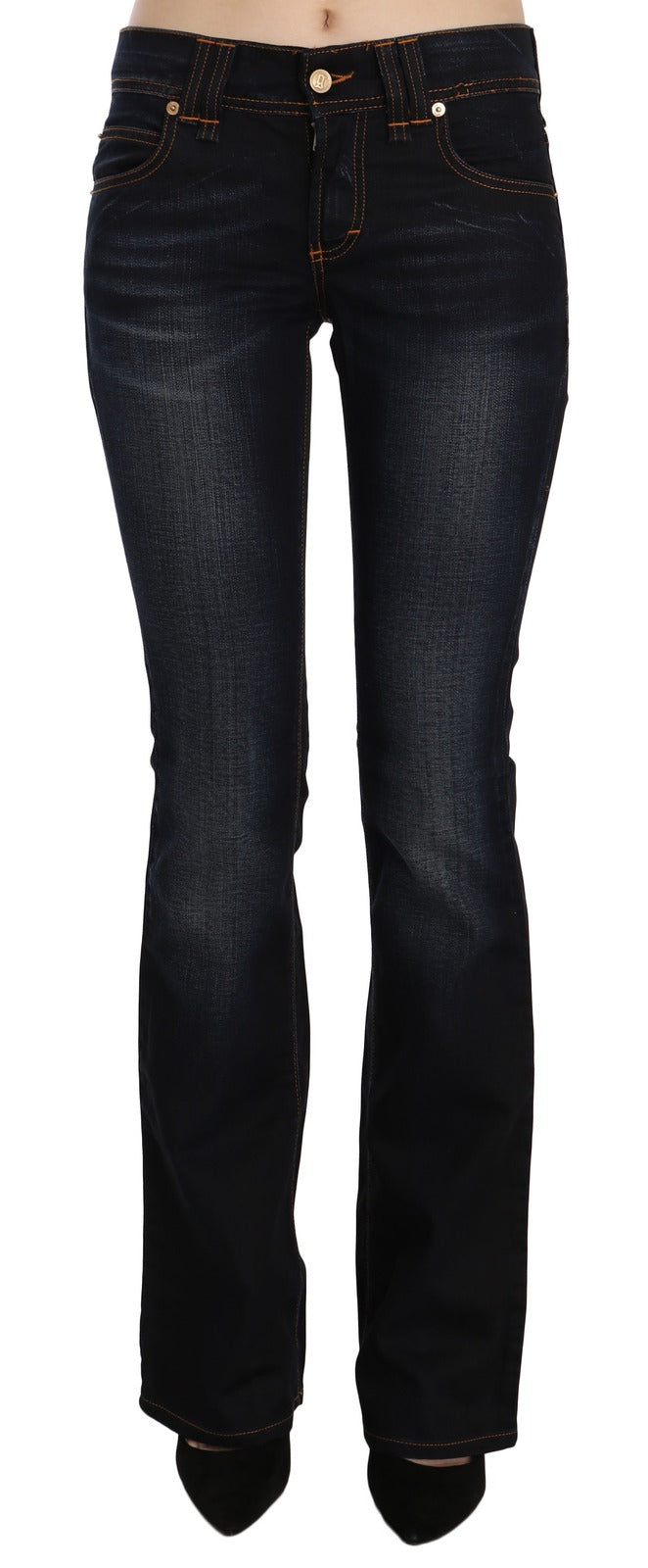 John Galliano Blue Washed Mid Waist Regular Leg Boot Cut Jeans