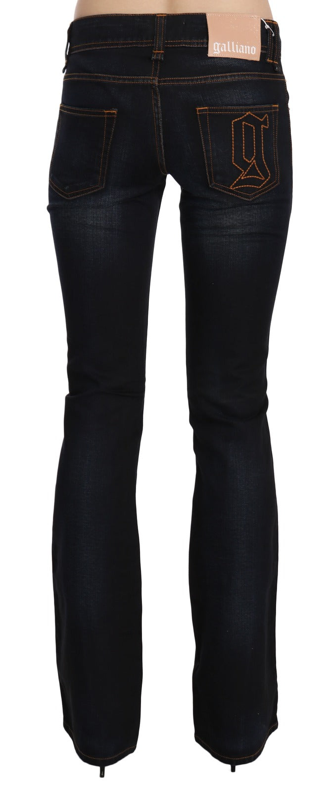 John Galliano Blue Washed Mid Waist Regular Leg Boot Cut Jeans