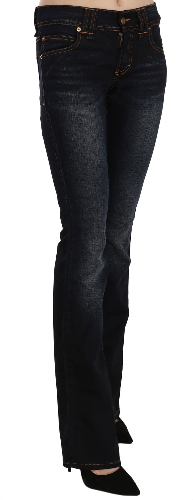 John Galliano Blue Washed Mid Waist Regular Leg Boot Cut Jeans