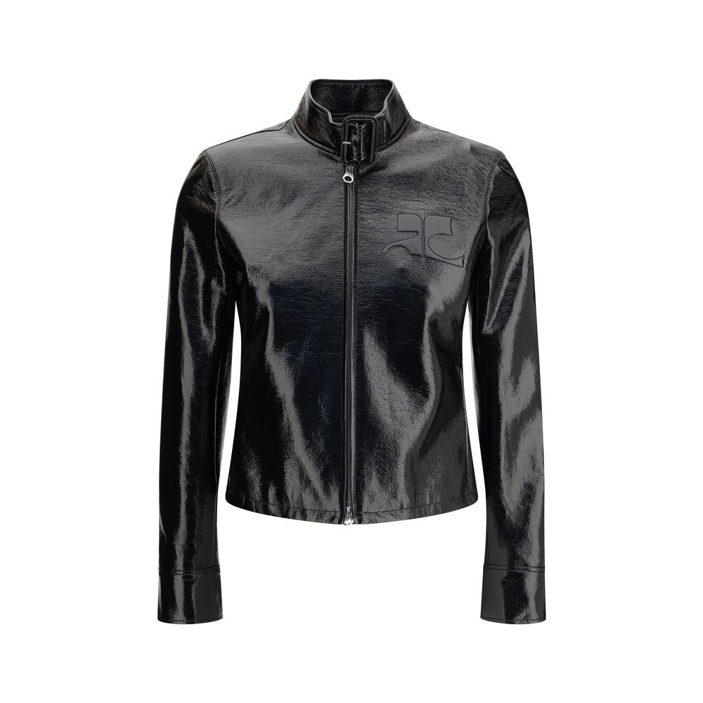 Courrèges Schwarze Baumwoll-Full-Length-Jacke