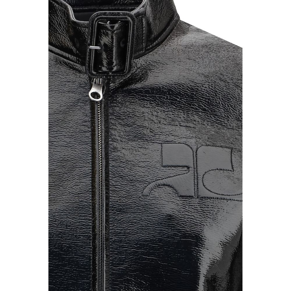 Courrèges Schwarze Baumwoll-Full-Length-Jacke