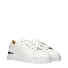 Philipp Plein Witte Leren Lage Sneakers