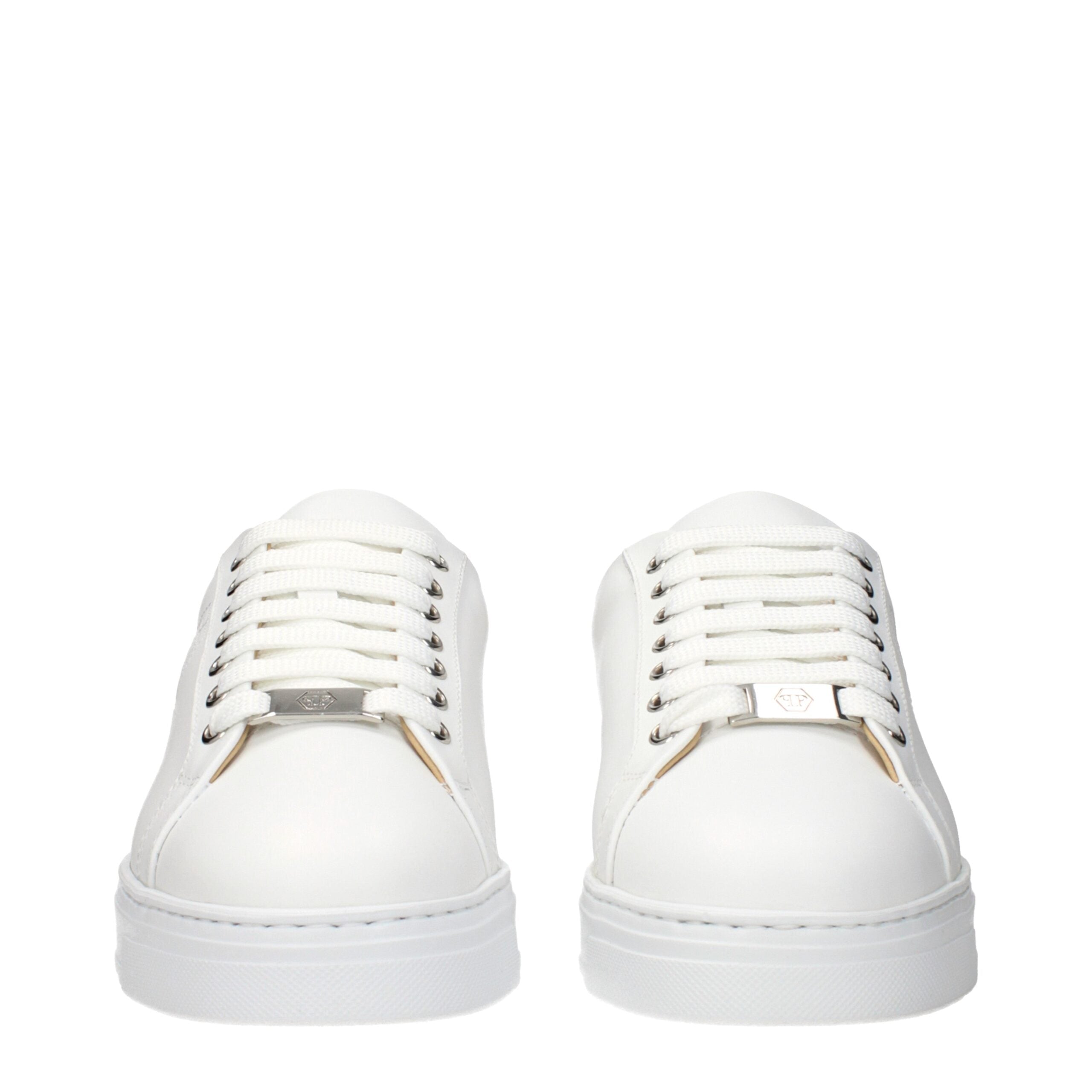 Philipp Plein Witte Leren Lage Sneakers