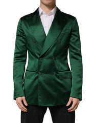 Dolce & Gabbana Groen Satijnen Double Breasted Jasje Blazer