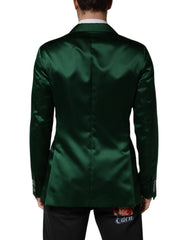 Dolce & Gabbana Groen Satijnen Double Breasted Jasje Blazer