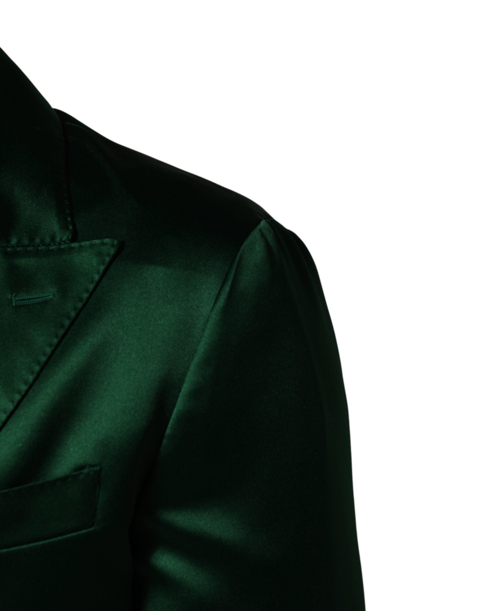 Dolce & Gabbana Groen Satijnen Double Breasted Jasje Blazer