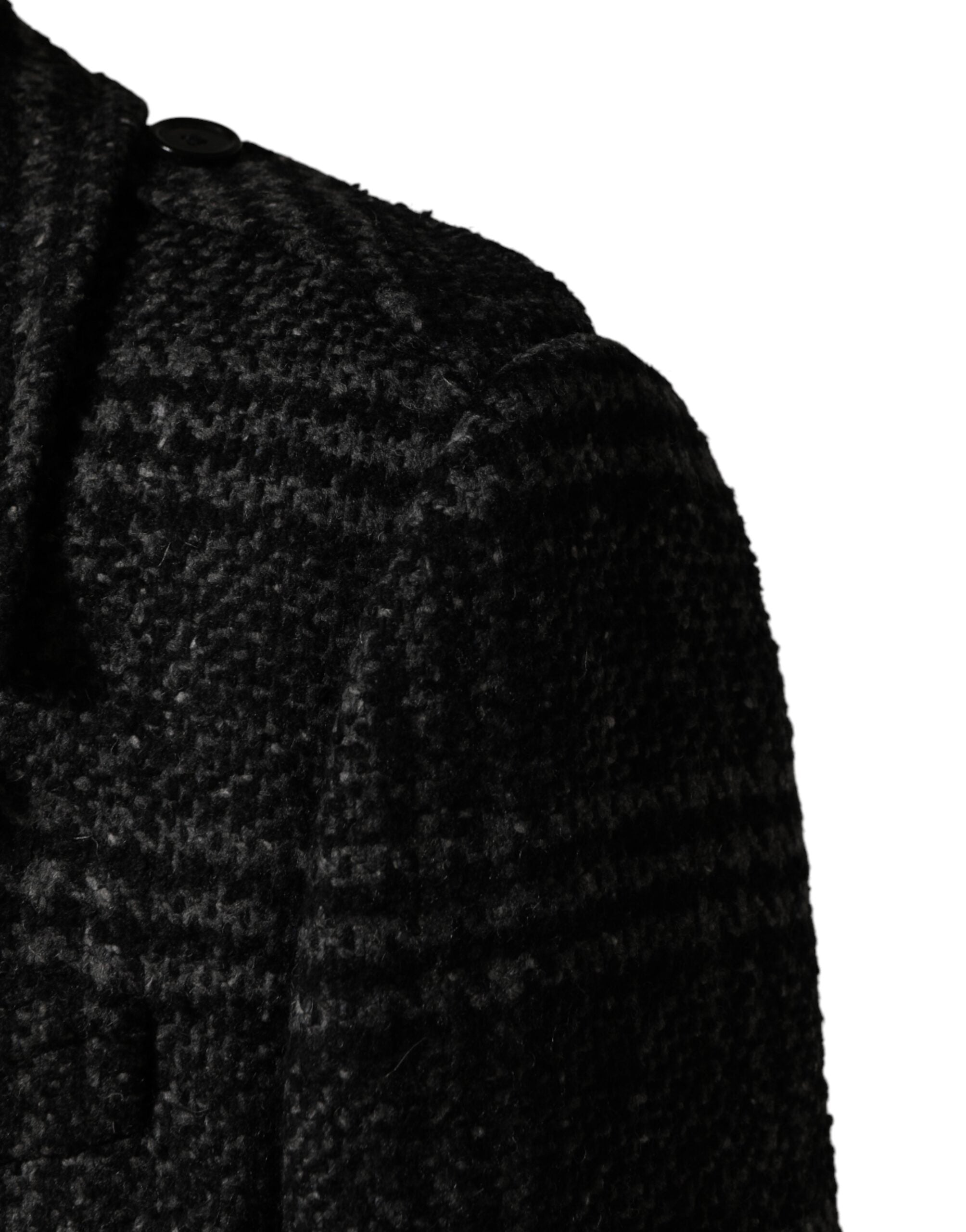 Dolce & Gabbana Graue Zweireihige Karierte Wolljacke