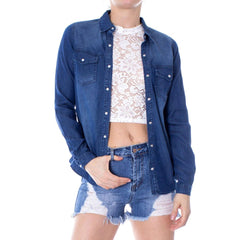 Vila Clothes Blauw Denim Overhemd
